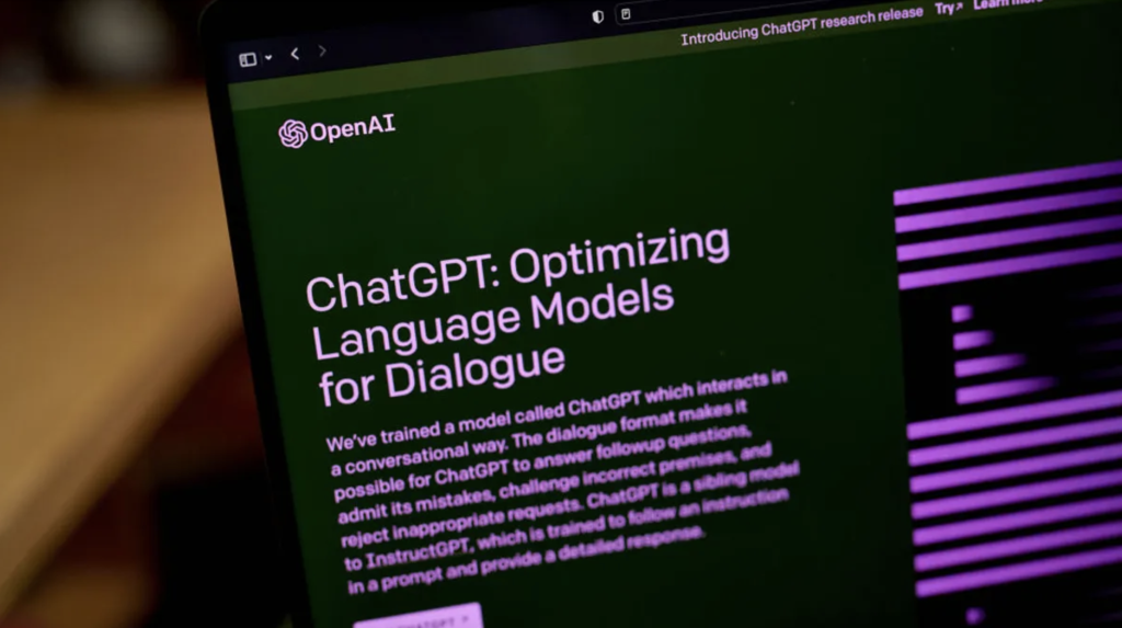 Optimizing Language Models for Dialogue page of OpenAI ChatGPT website 
