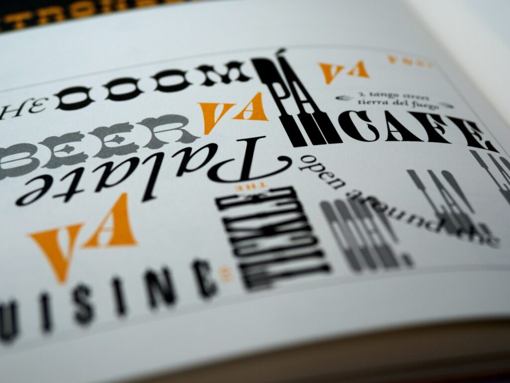 Various samples of font that are not suggested to be used on a logo printed on paper, results of logo design mistakes