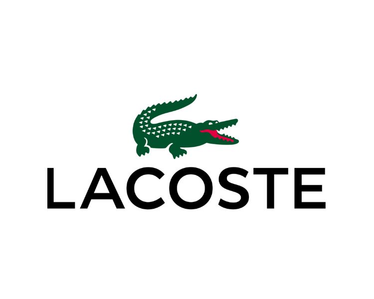 The official logo design of a famous French clothing company, Lacoste, showcases a green crocodile on its logo.