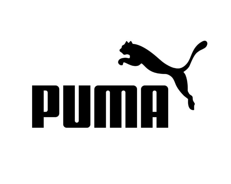 The official logo design of the famous athletic and casual brand Puma displays a puma on its logo.