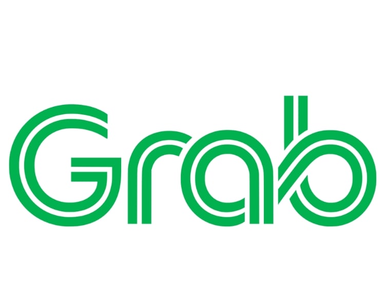 the Grab logo design with its known-green branding placed in a plain, white background