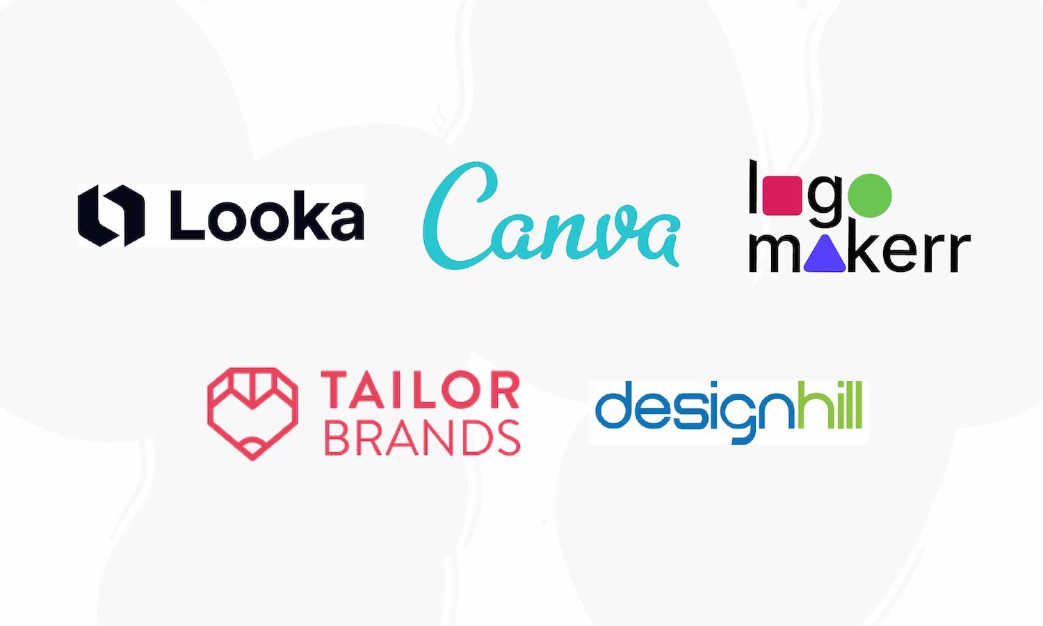 the logos of the best logo makers 2023 Looka tailorbrands, designhill logomakerr.AI, canva