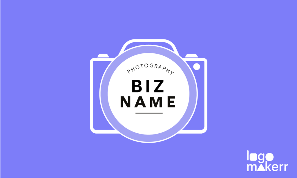 photography logo in a camera symbol created by logomakerr.AI