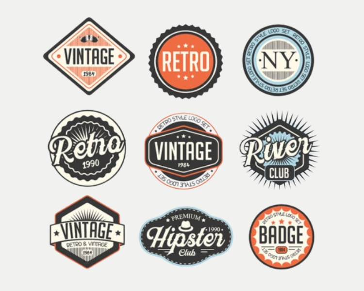 9 sample vintage logo designs from Wiski website