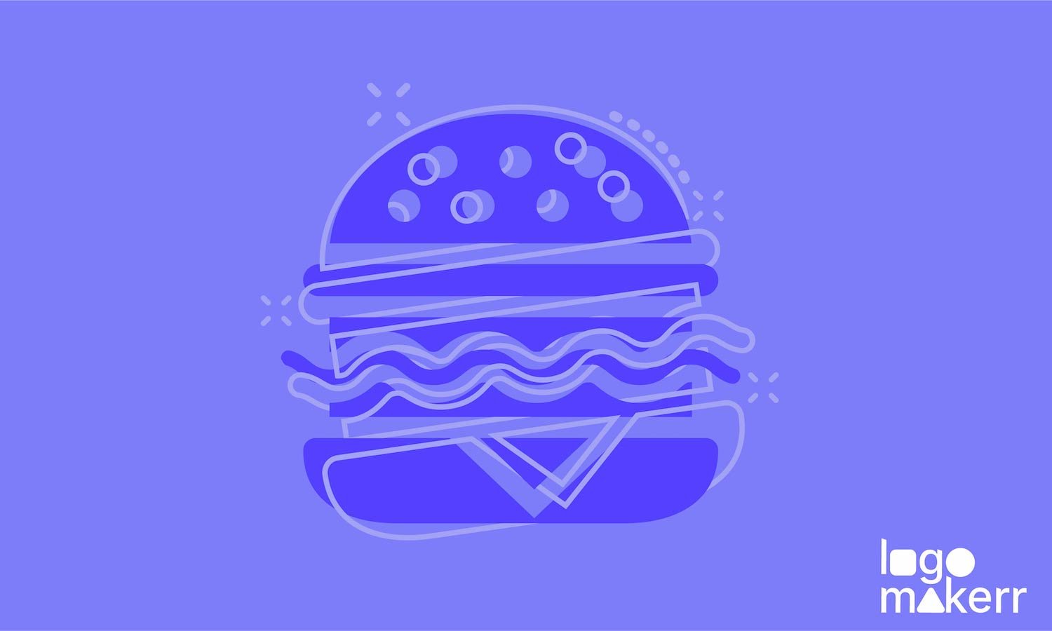 burger with lines and purple fill on the light purple background