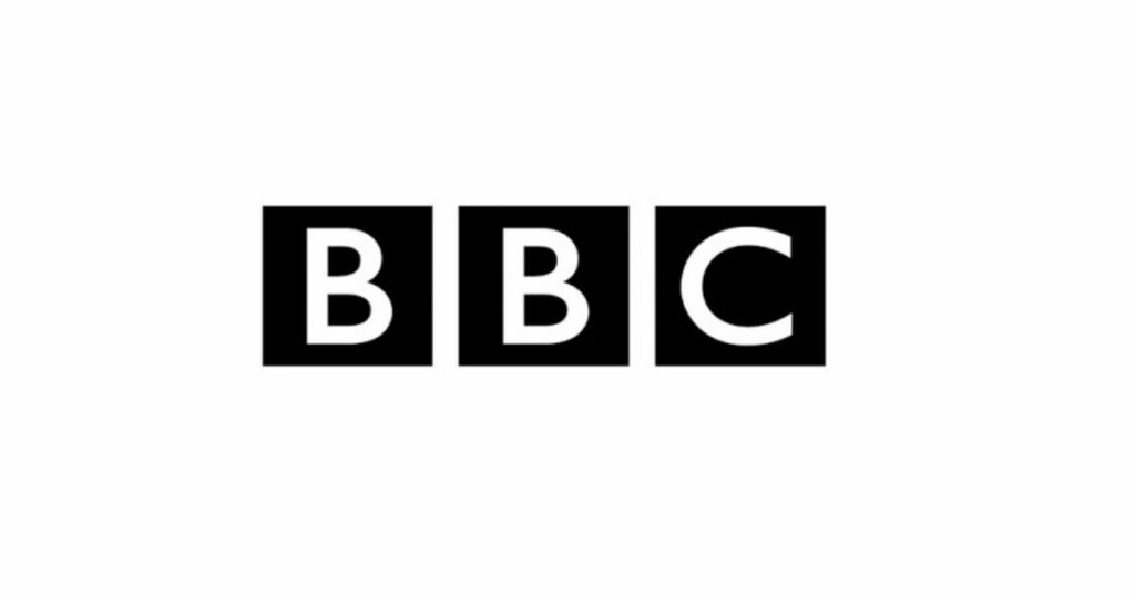 The official logo design of public service broadcaster brand The British Broadcasting Corporation or BBC