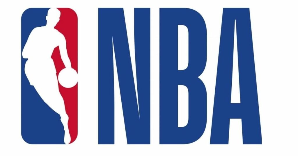 The official logo design of the most popular basketball brand NBA or National Basketball Association.