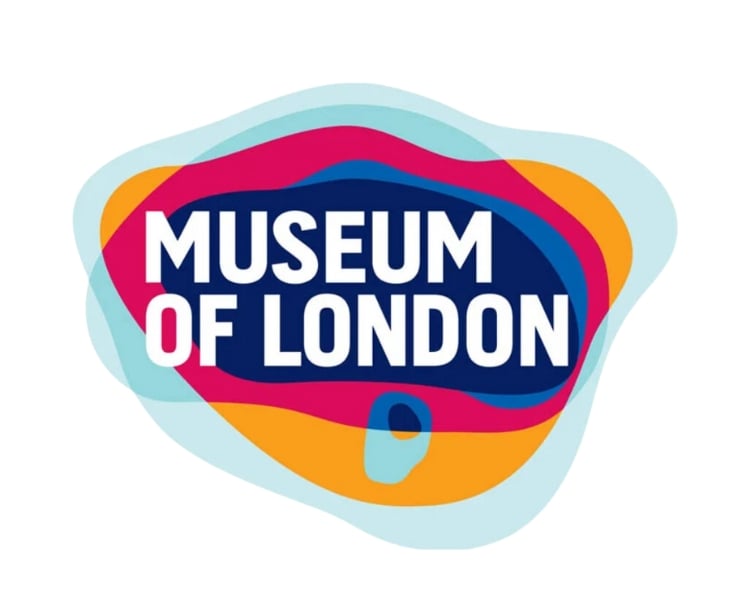 Official brand logo design of Musuem of London using six different layer of colors representing boundaries of london