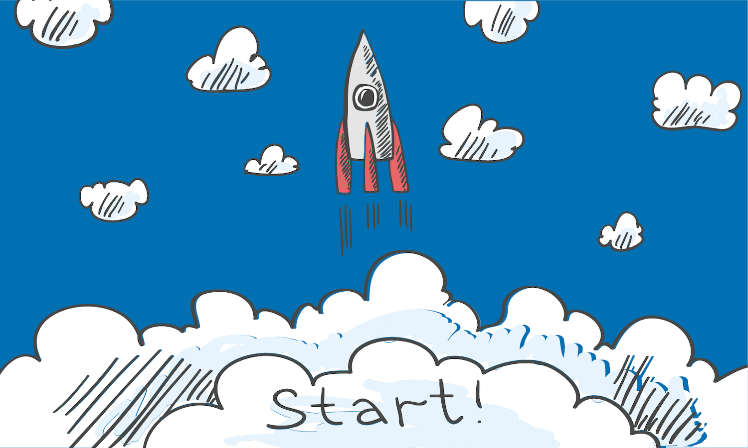kickstart business with rocket flying in the sky