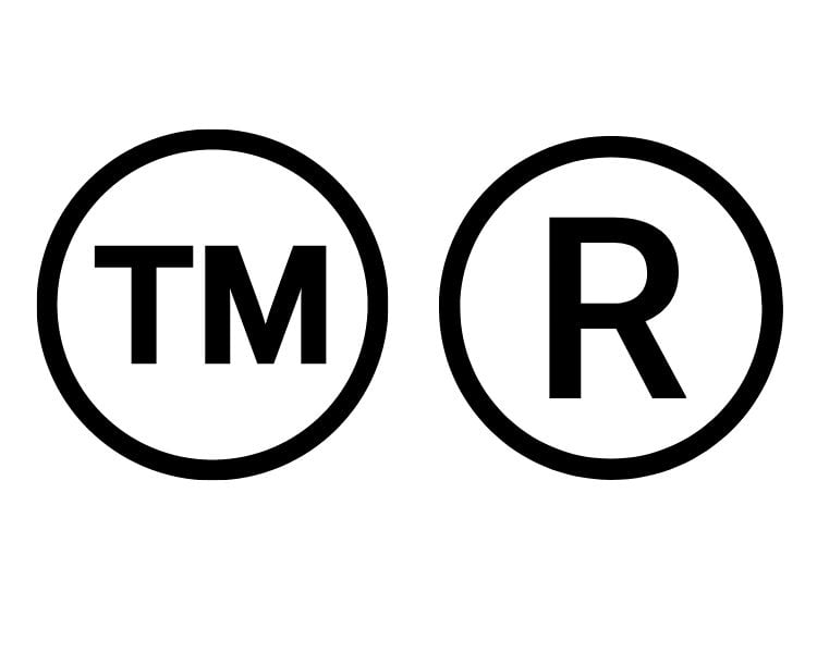 Trademark (TM) and Registred Trademark (R) icon in white background
