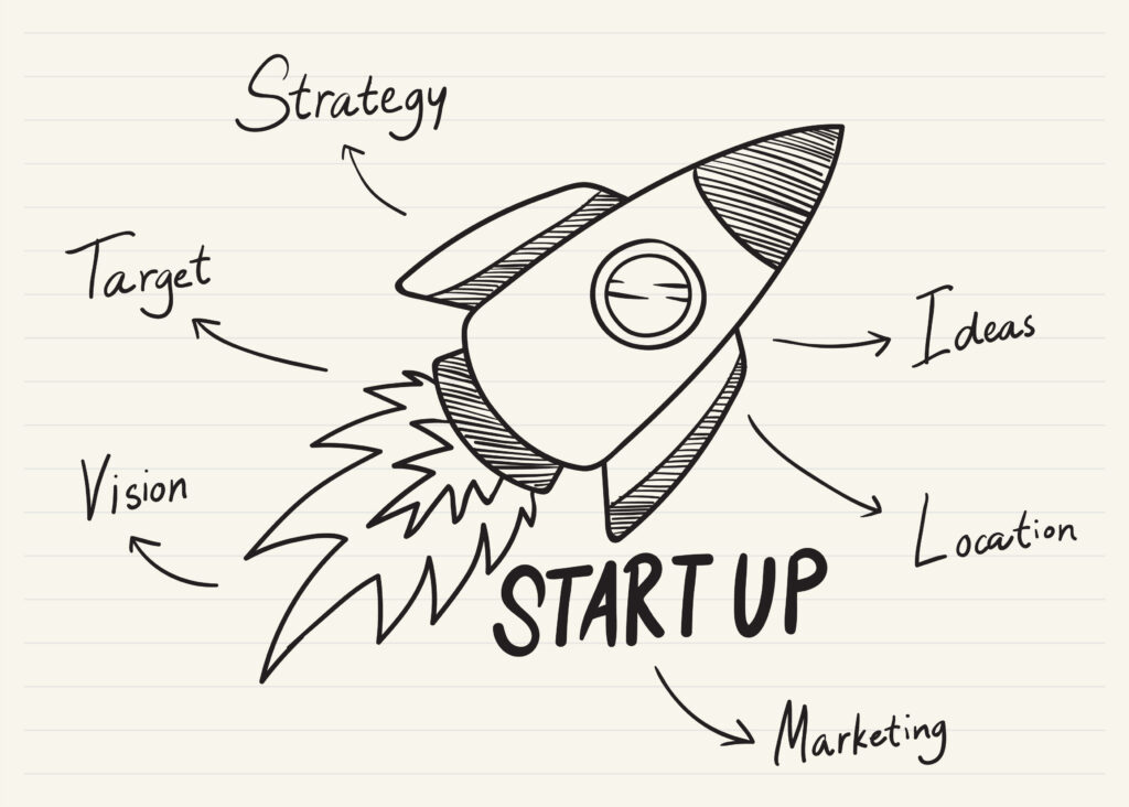 startup rocket, marketing, ideas, vision