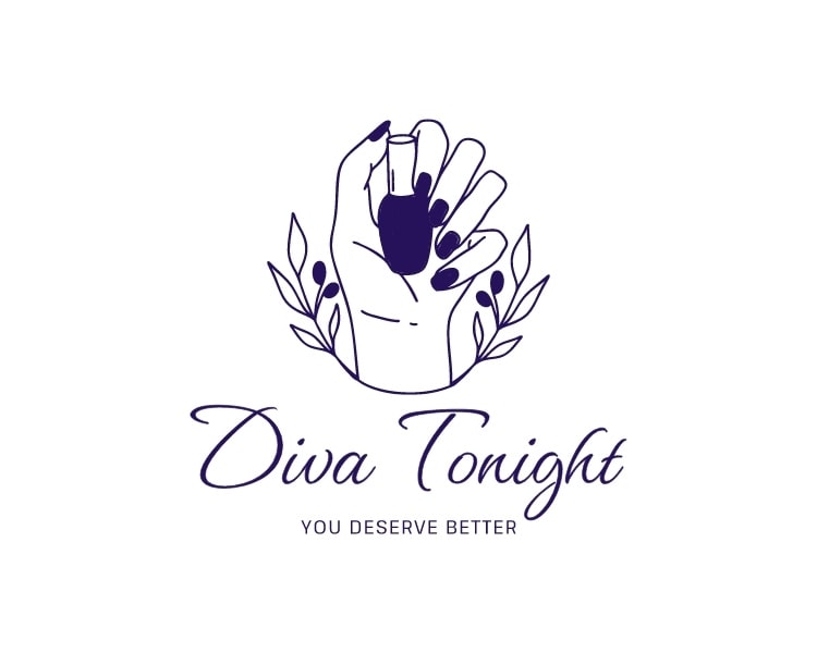 A logo design of a nail care and polish products company Diwa Tonight crafted using an AI logo generator website logmakerr.ai.