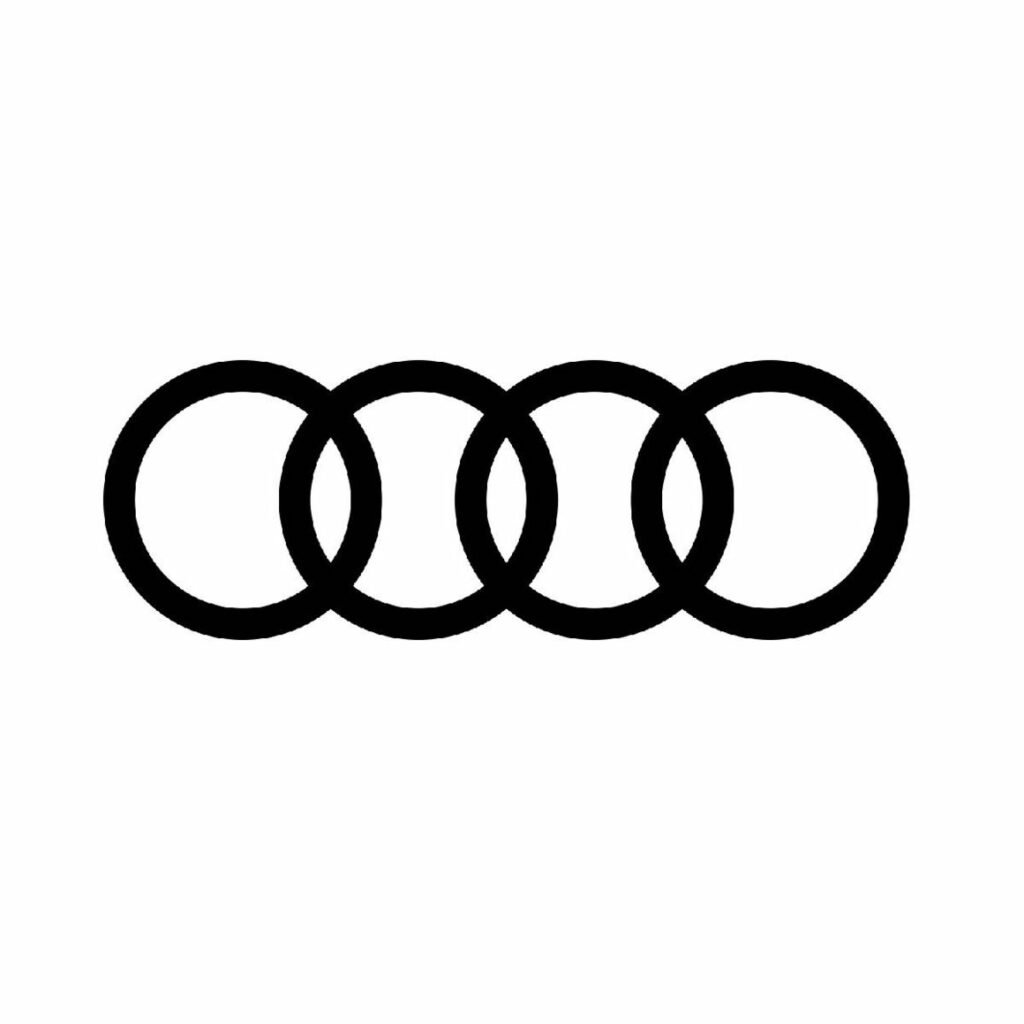 audi logo with 4 rings on white background