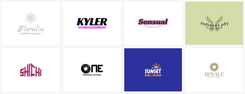 spa logos generated by logo maker logomakerr.ai