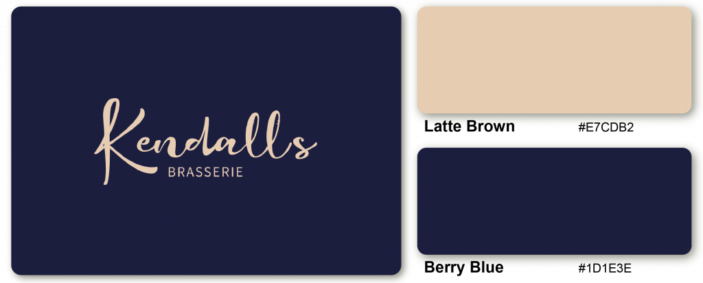 Sample of Latte Brown and Berry Blue colored logo design.