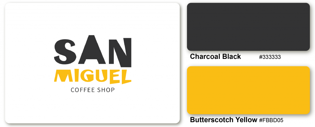 sample of Charcoal Black and Butterscotch Yellow colored logo design for a coffee shop brand.