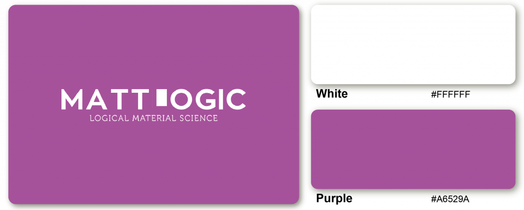 Sample of Purple and White colored logo for a logical material science brand.