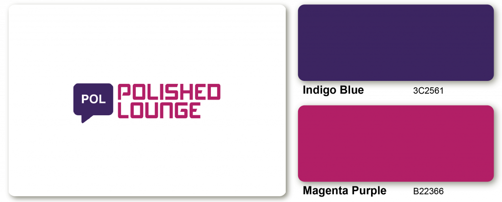 Sample of Indigo Blue and Magenta Purple colored logo design.