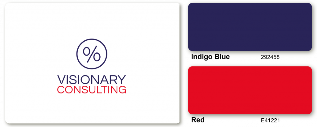Sample of Indigo Blue and Red colored logo design for a consulting company.