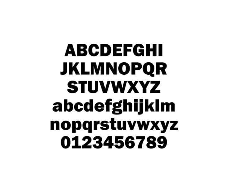 A sample of Franklin Gothic font using all the alphabet in upper and lower cases and numbers.