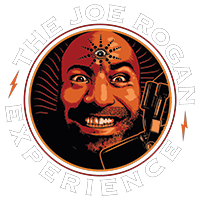 This is the logo design of a famous podcast personality, Joe Rogan. It features a cartoon sketch of Joe Rogan's face and the slogan 'The Joe Rogan Experience.'
