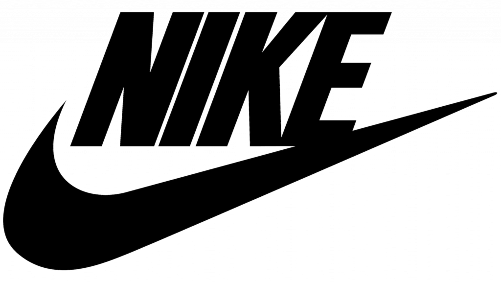 the classical Nike logo design with a check mark and capital letter of NIKE in black