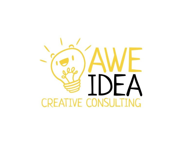 The logo design of a creative consulting brand Awe Idea generated using an AI logo maker website logomakerr.ai