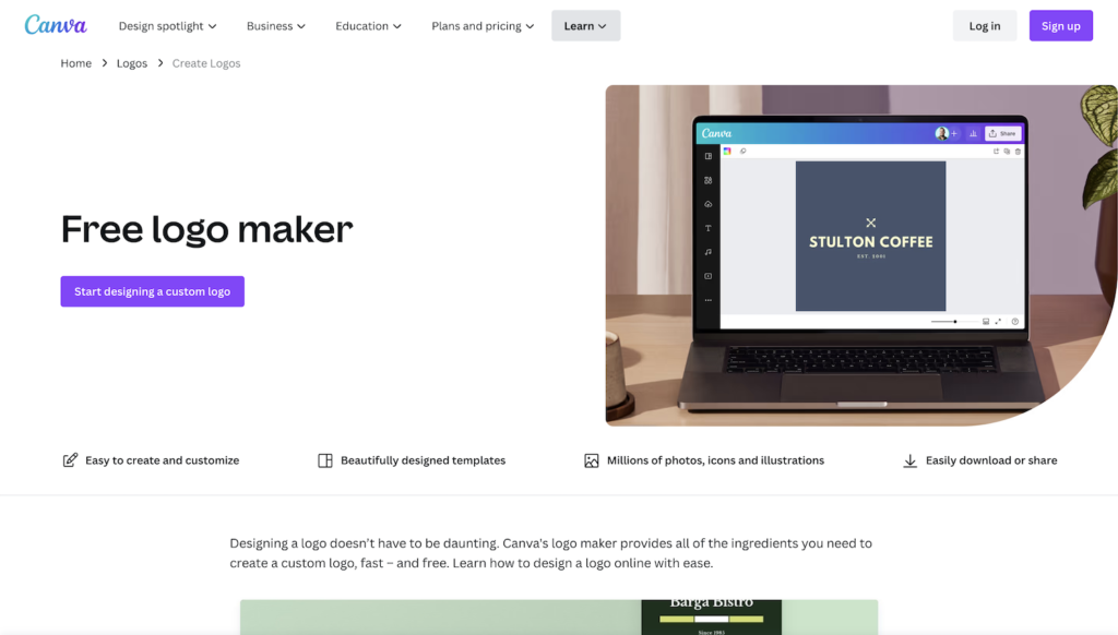 canva logo maker homepage