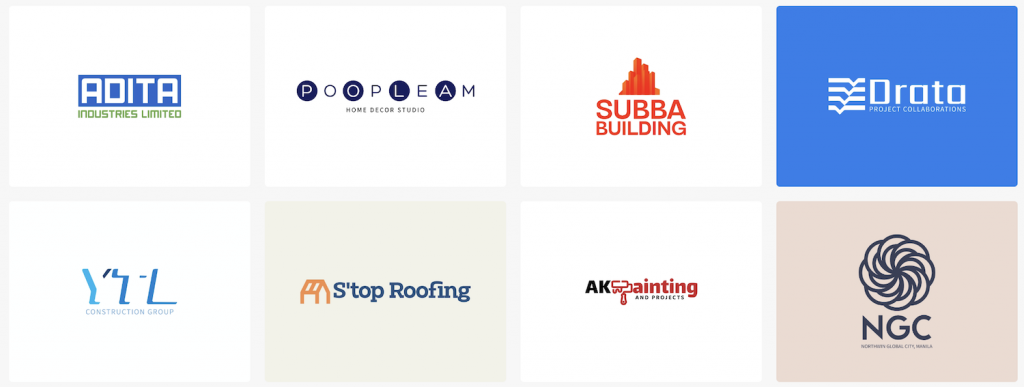 construction company logos created by ai logo generator logomakerr.ai
