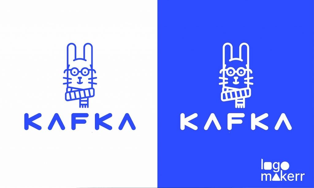 inverted logo of rabbit logo in blue and white background