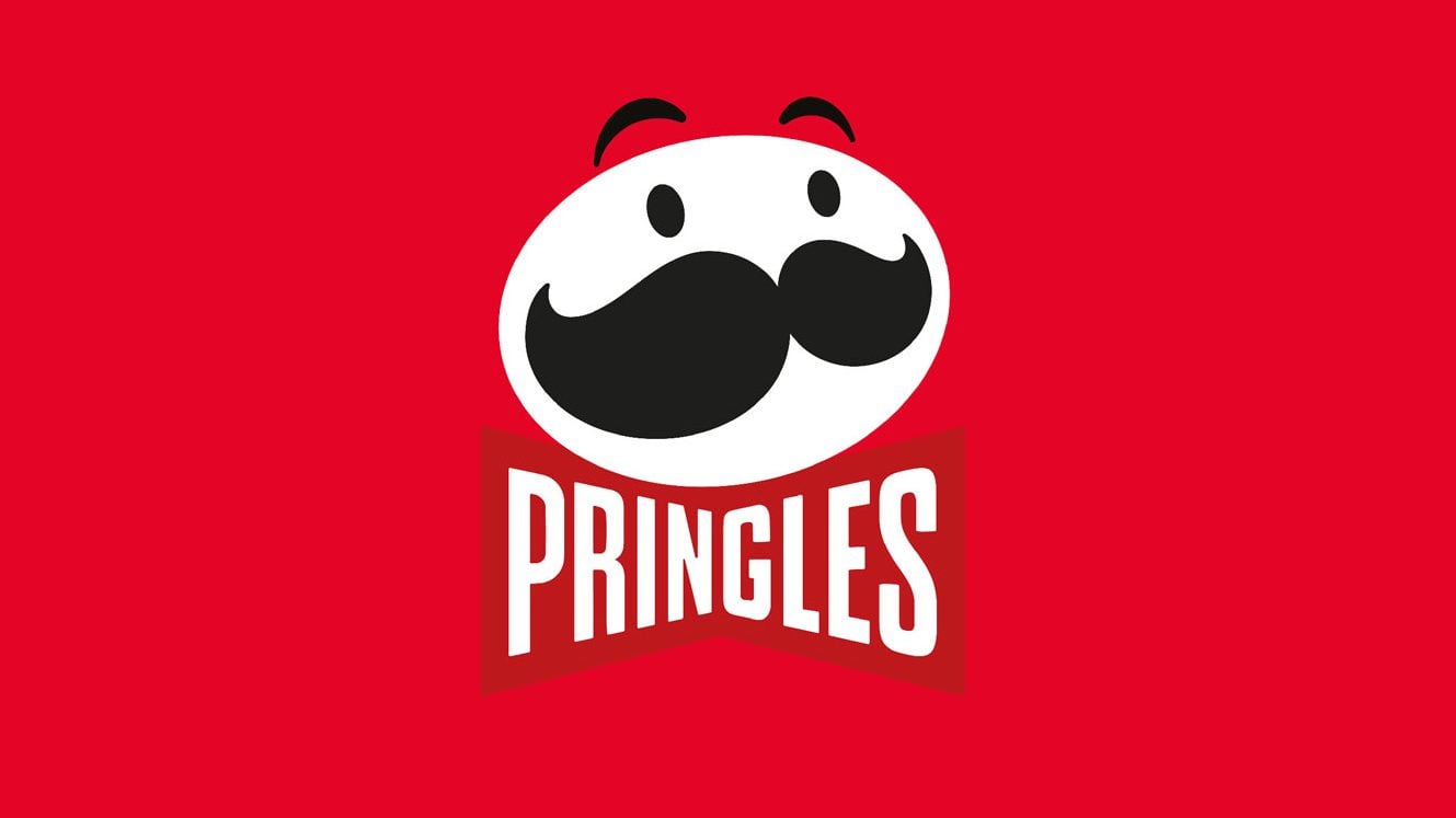 A 2023 release of Pringle's new and simplified logo design for their stackable potato-based chips brand - one of the best types of logos