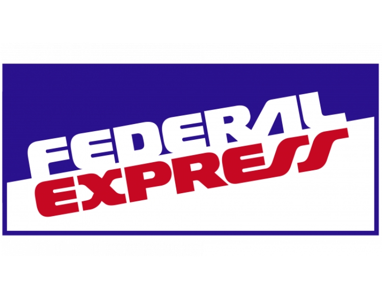 screenshot of the 1973 Federal Express Logo Design with blue, white, and red as its brand colors - this serves as a sample of a delivery logo