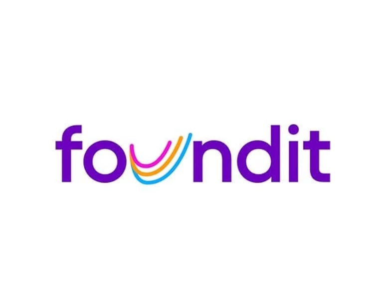 The official logo design of the global employment website and job search platform Foundit using color purple.