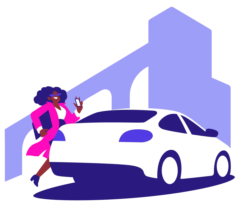 Lyft a woman grabs a car with the Lfty app