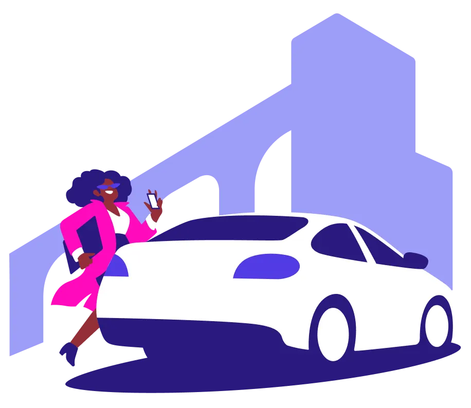 illustration of a woman who's about to go and get a lift from a taxi