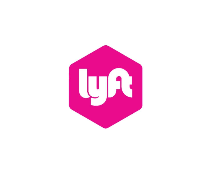 screenshot of the Lyft logo design with its pink to fuchsia color branding in plain, white background