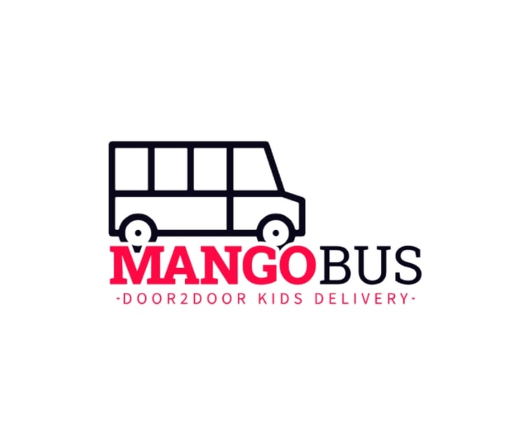 the original Mangobus door2door kids delivery logo design from logomakerr.ai