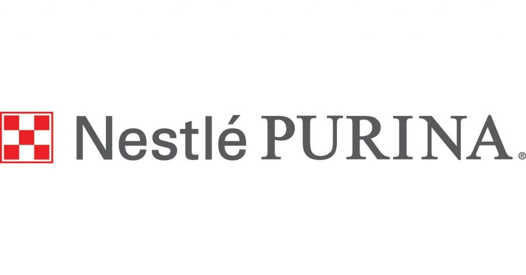 The official logo design on a nestle acquired PetCare brand Purina on a white background. 