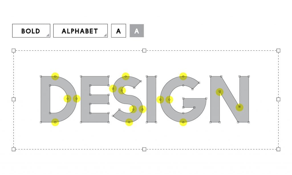 creative design on a design software with the word "design"