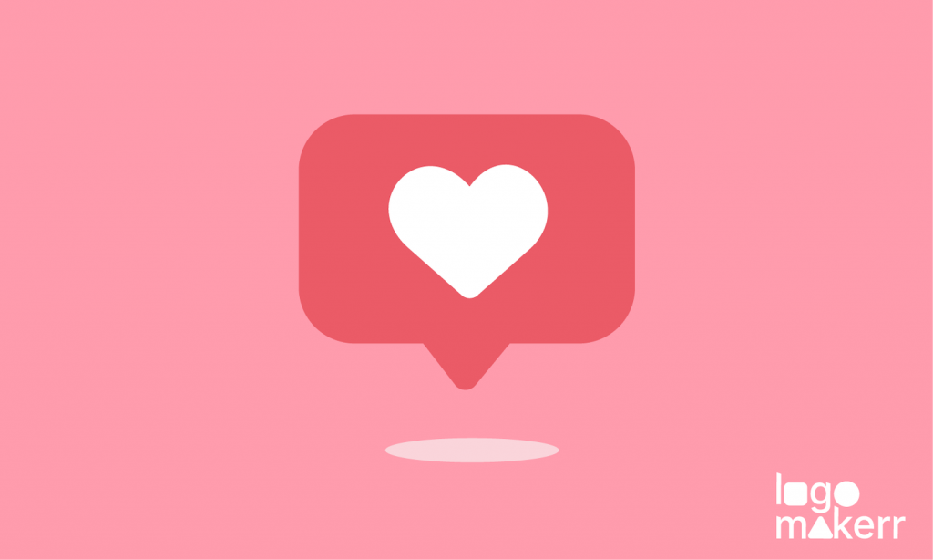 social media like in red heart and pink background