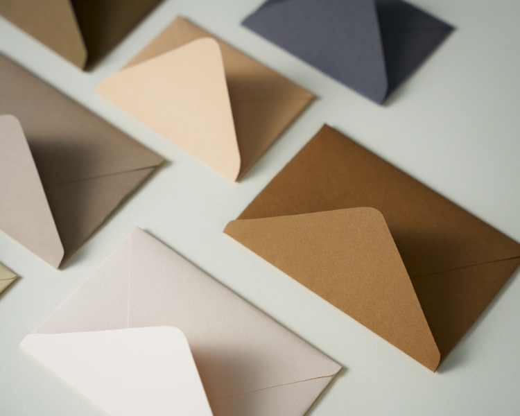 Various plain envelopes with various sizes and colors