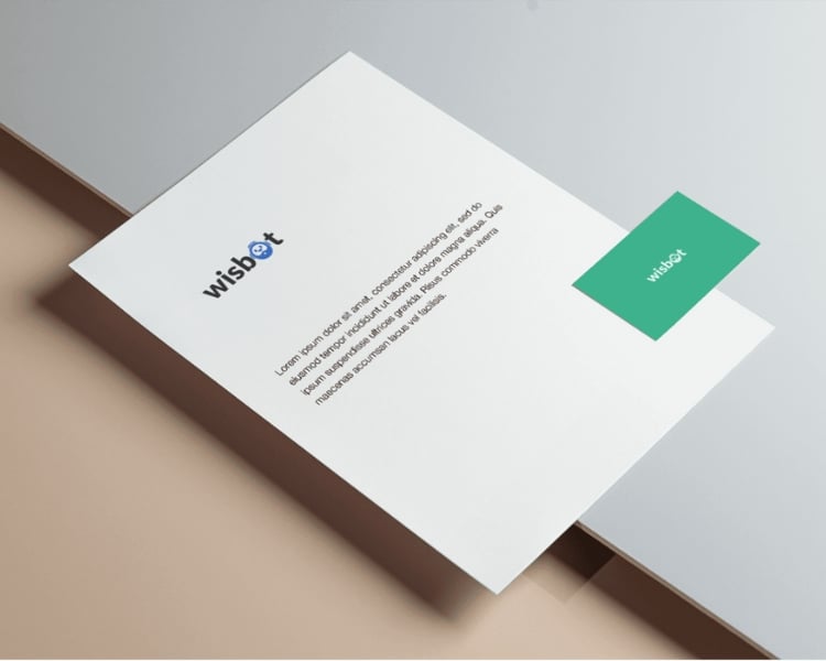 screenshot of the Wisbot sample letterhead on a white paper mockup