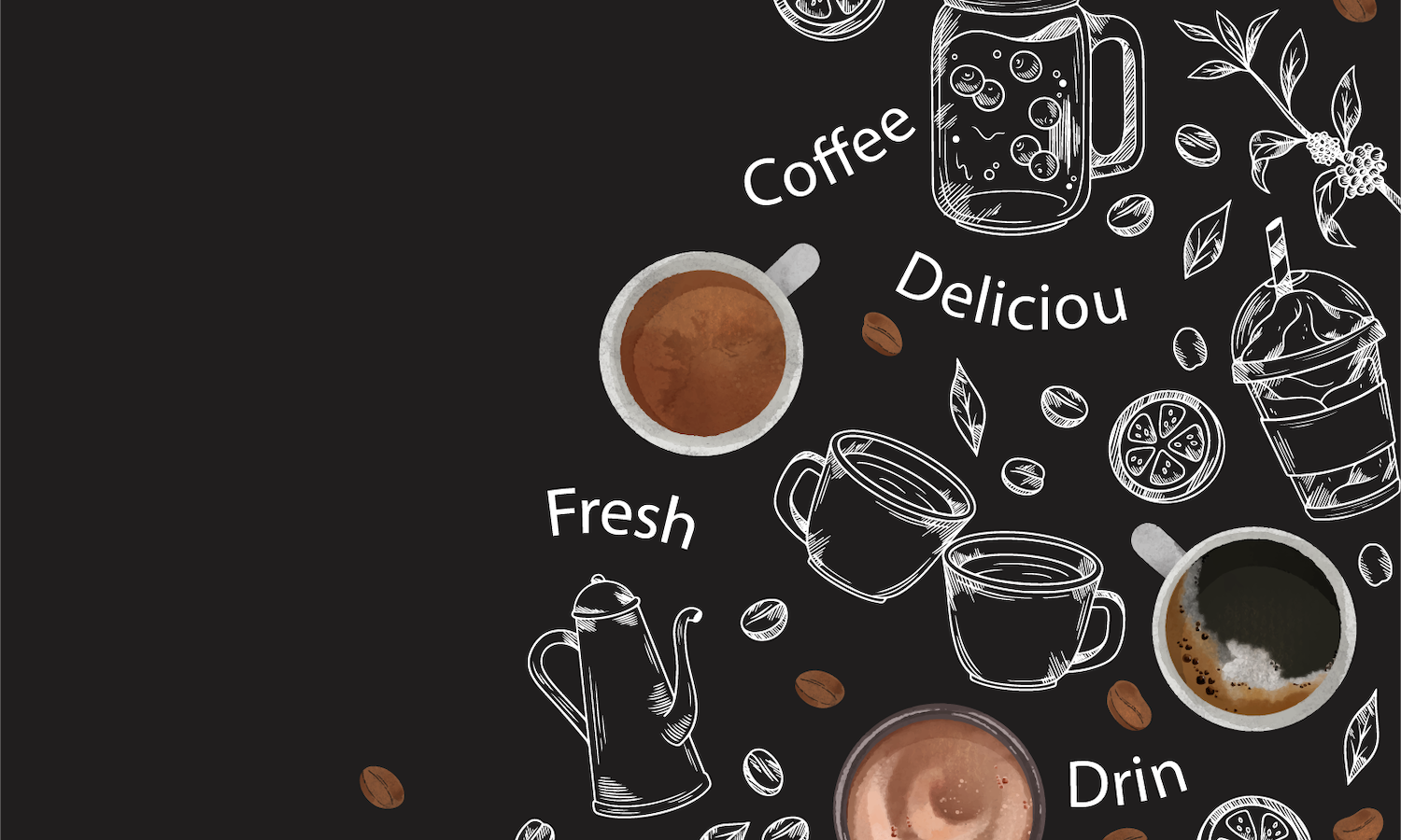 coffee in black background