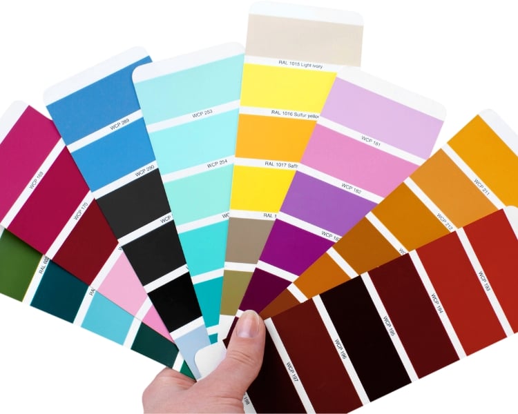 various color palette and different shades from light to its darkest shades printed on paper