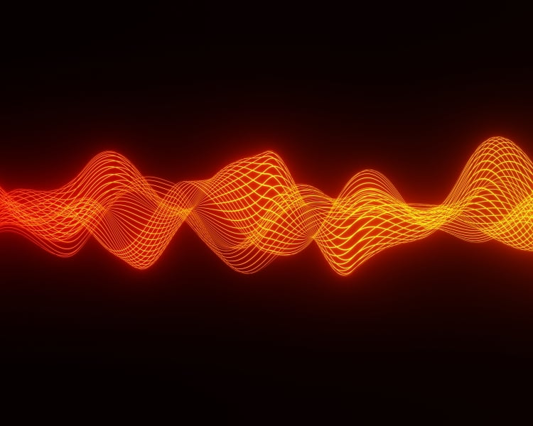 Photo abstract background orange audio wave heart beat 3d rendering
