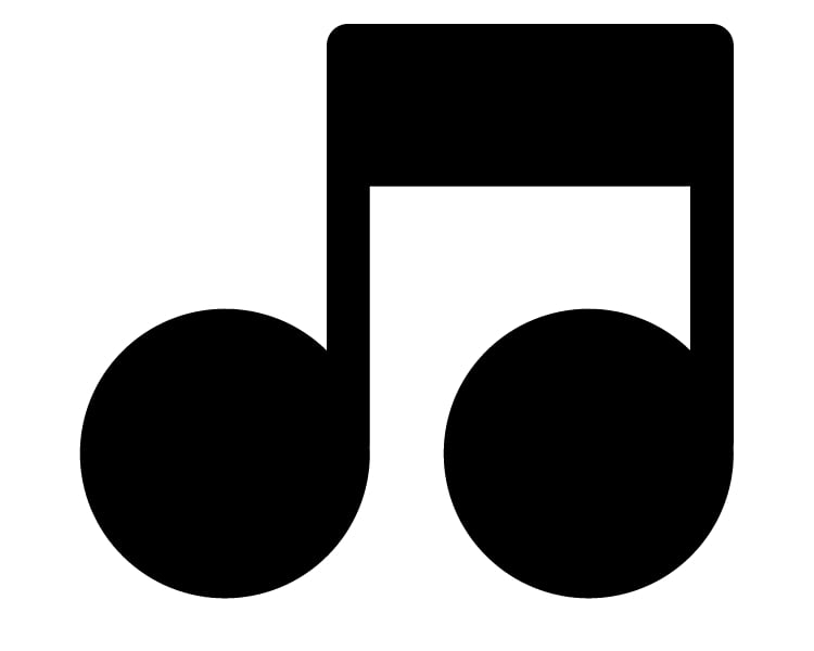 A black colored double note icon against a white background.