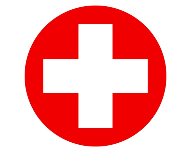 The official red cross logo design using color red against a white background.