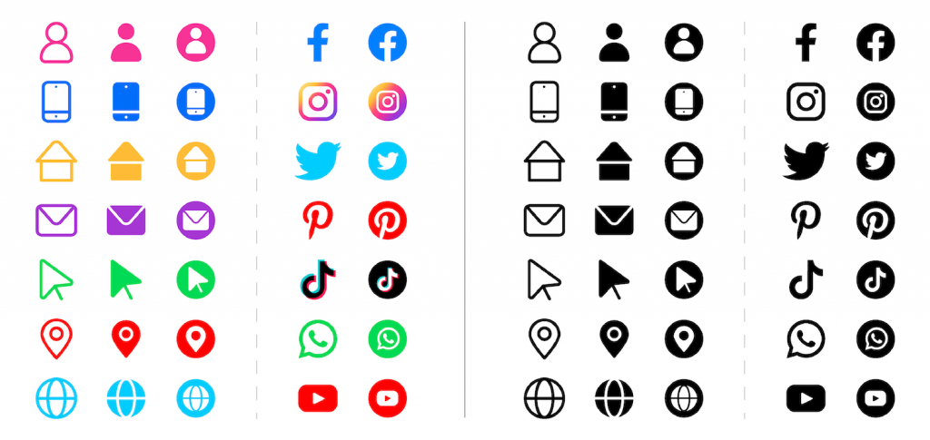 symbols and icons of social media