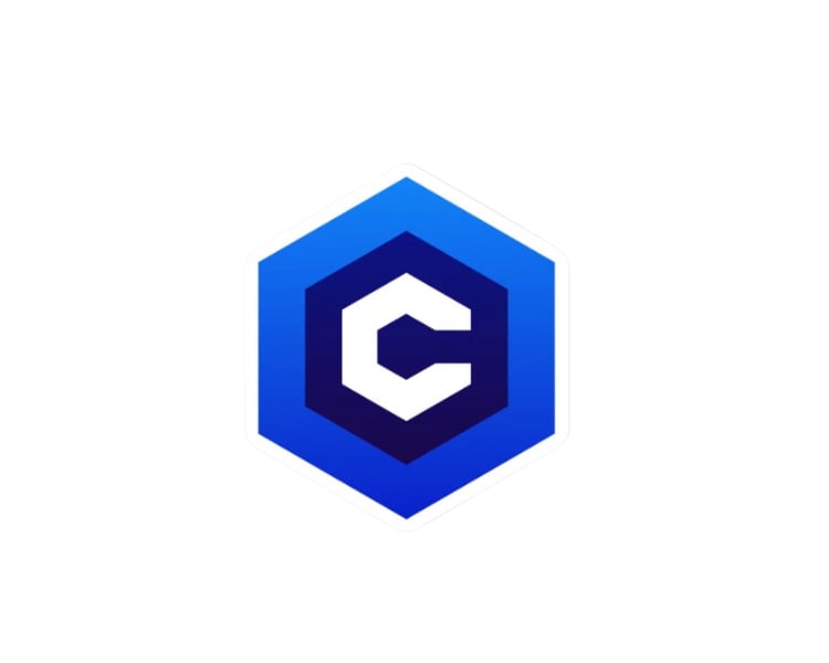 Civitai, an Ai art  image generator, logo design with its blue hues and letter C white icon in the middle