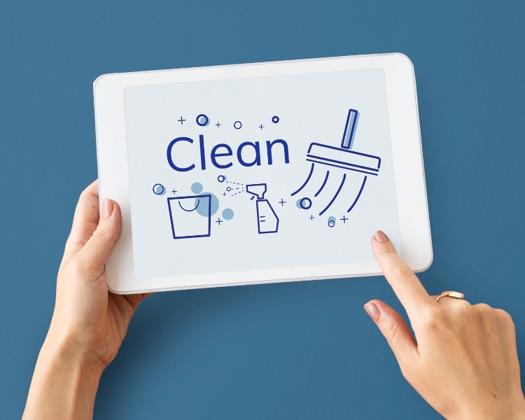 Free photo illustration of home cleaning service on digital tablet
